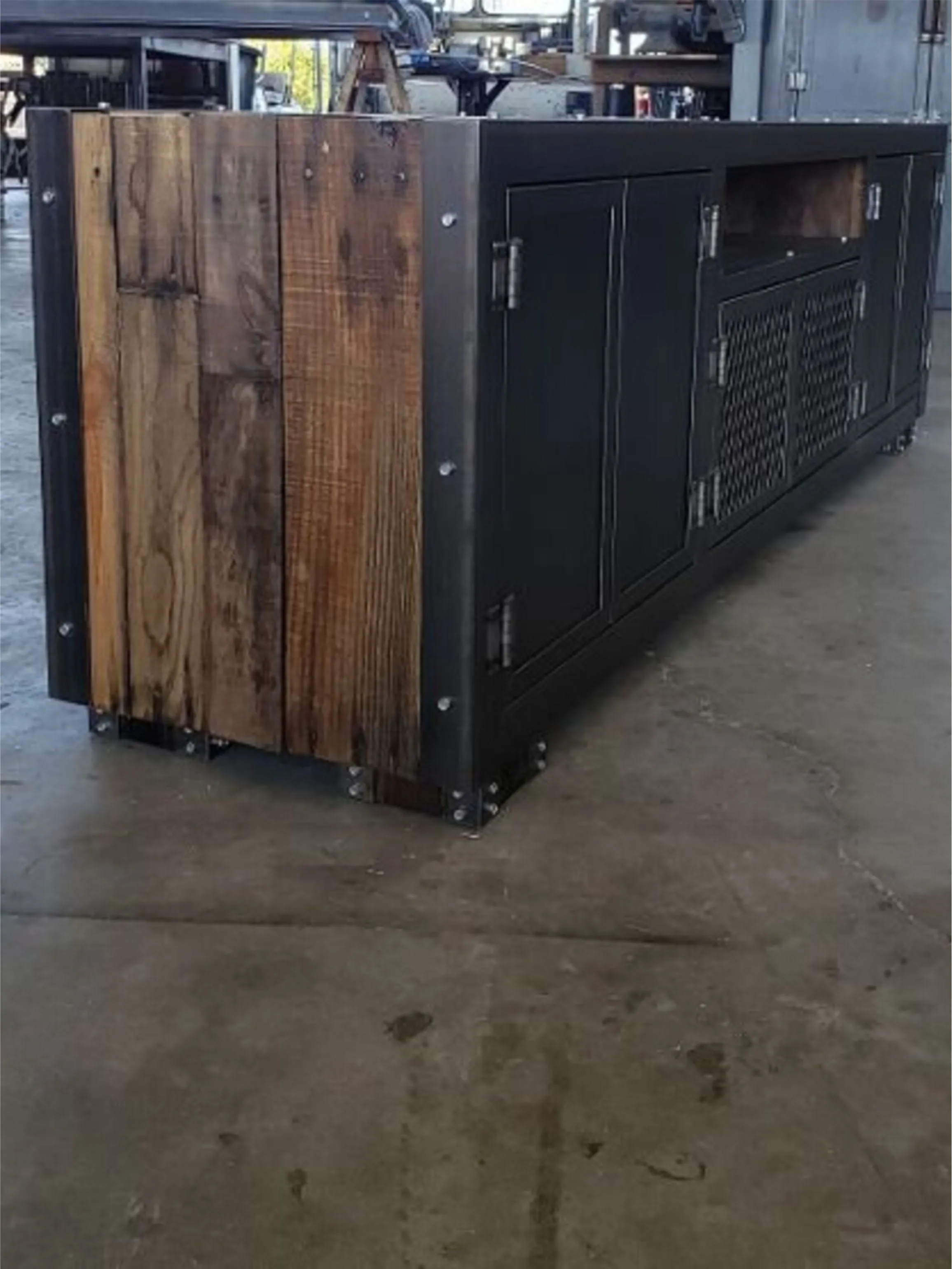 #057 - Industrial media console / credenza • reclaimed wood & steel • "The James"