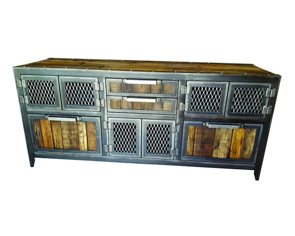 #059 - Industrial Vintage Credenza / Buffet - Reclaimed Wood & Steel