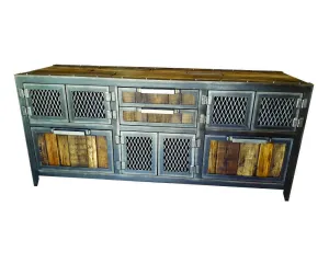 #059 - Industrial Vintage Credenza / Buffet - Reclaimed Wood & Steel