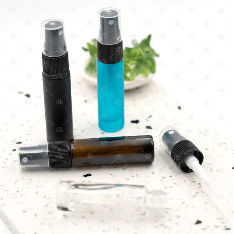 10ml Green Deluxe Frosted Glass Spray Bottle (5 pack)