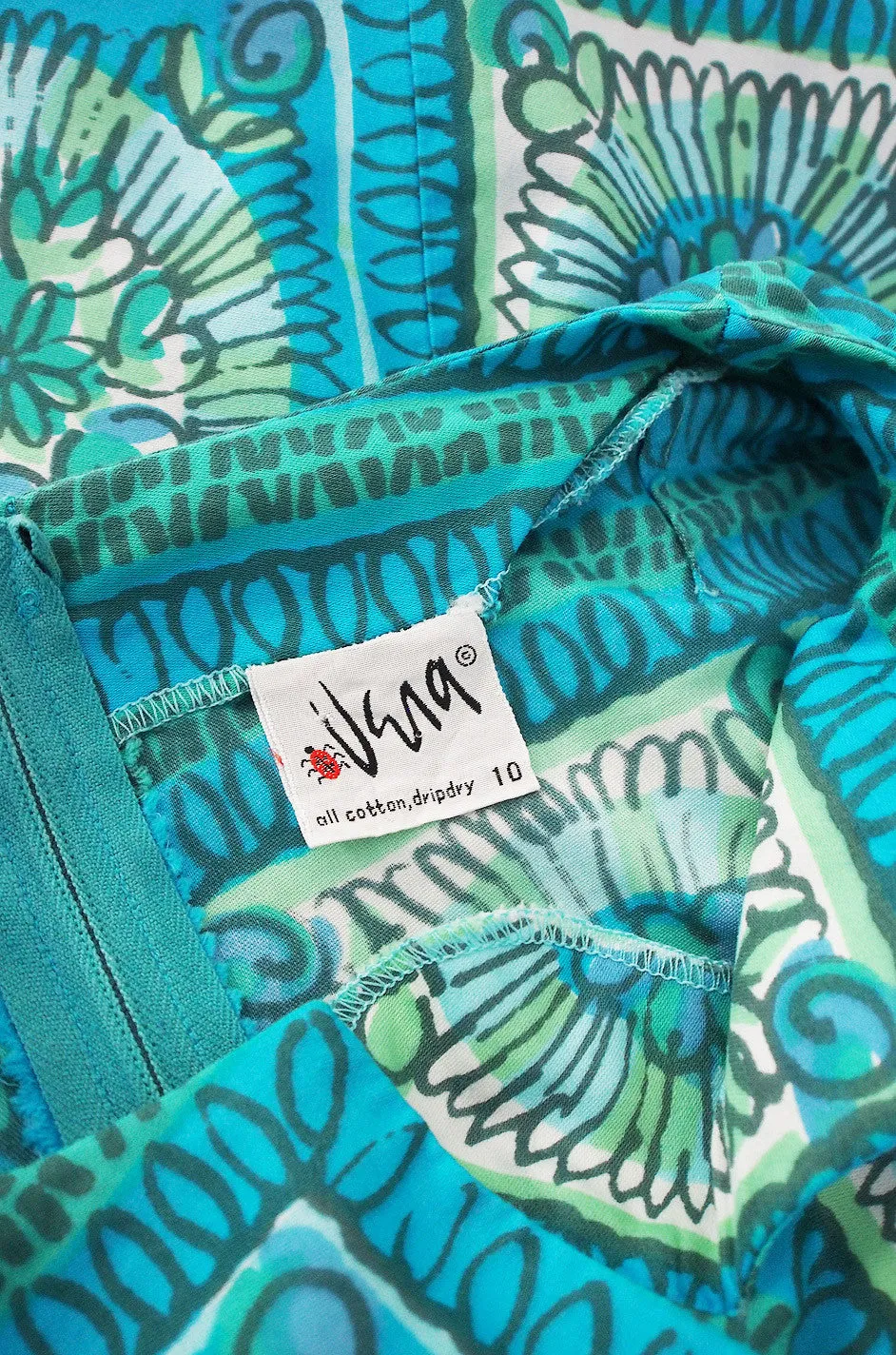 1960s Collectible Vera Cotton Print Tunic Top