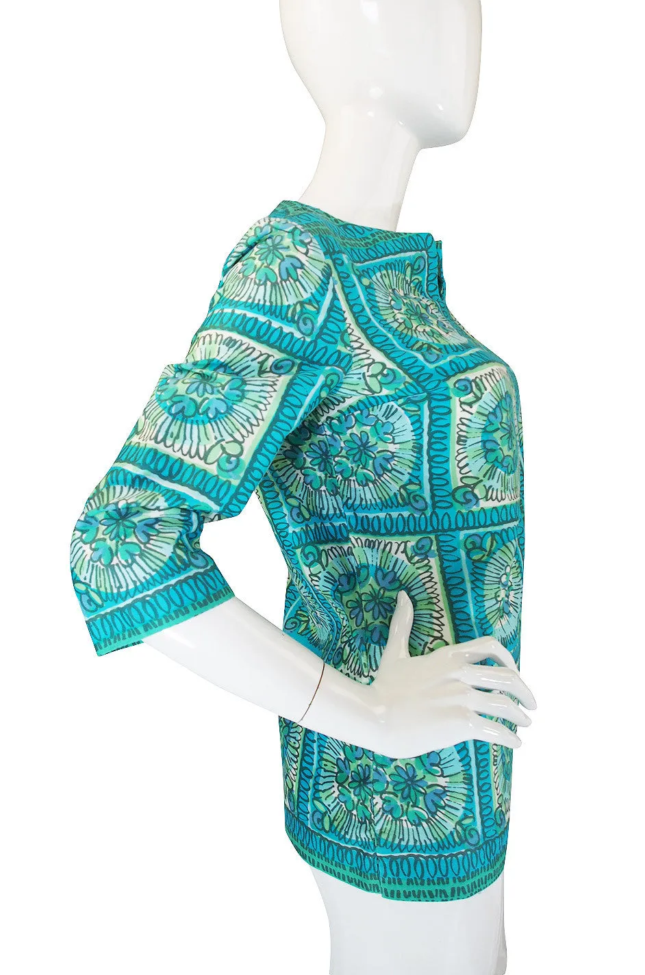 1960s Collectible Vera Cotton Print Tunic Top