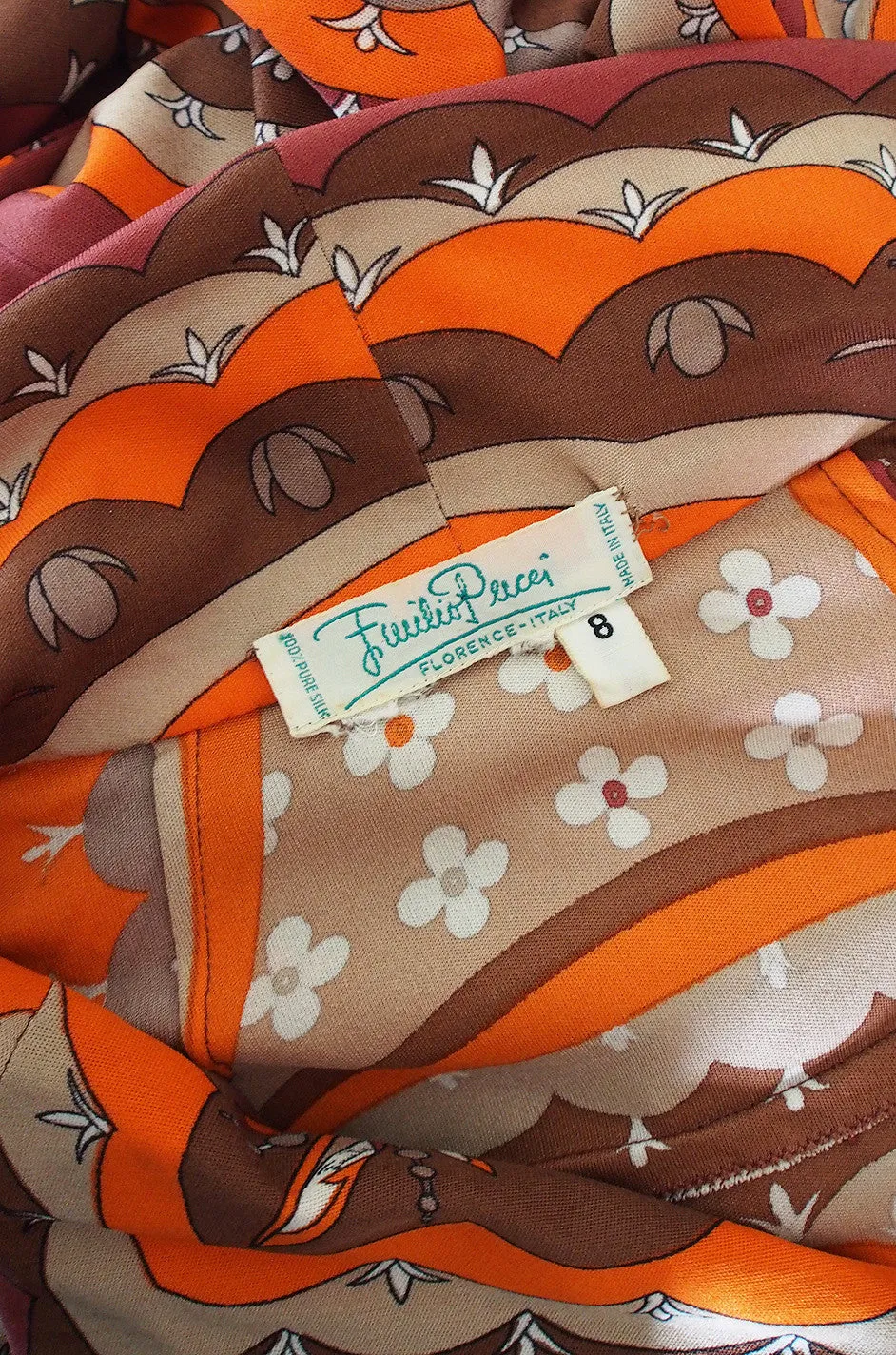 1960s Coral Print Pucci Silk Jersey Button Front Dress