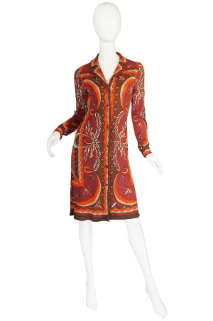 1960s Coral Print Pucci Silk Jersey Button Front Dress