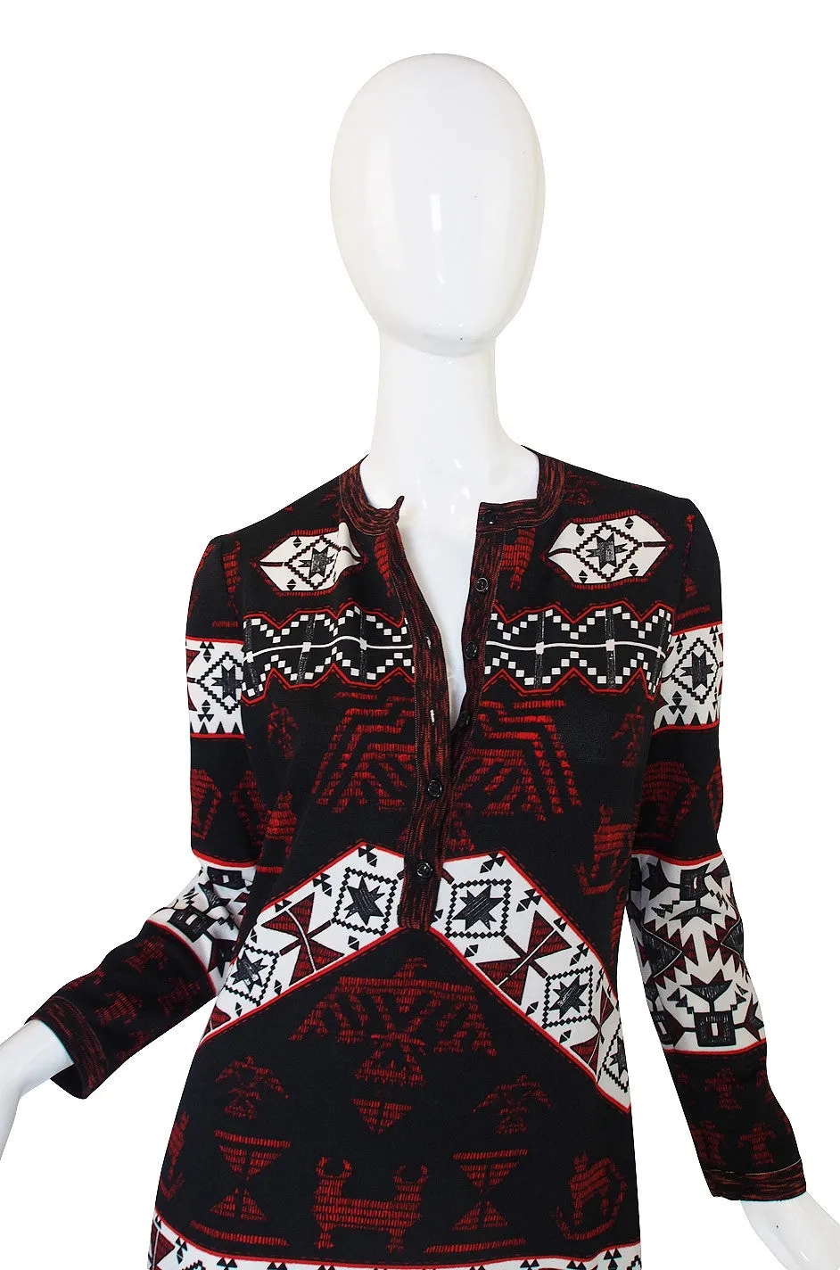 1960s Jersey Print Goldworm Dress