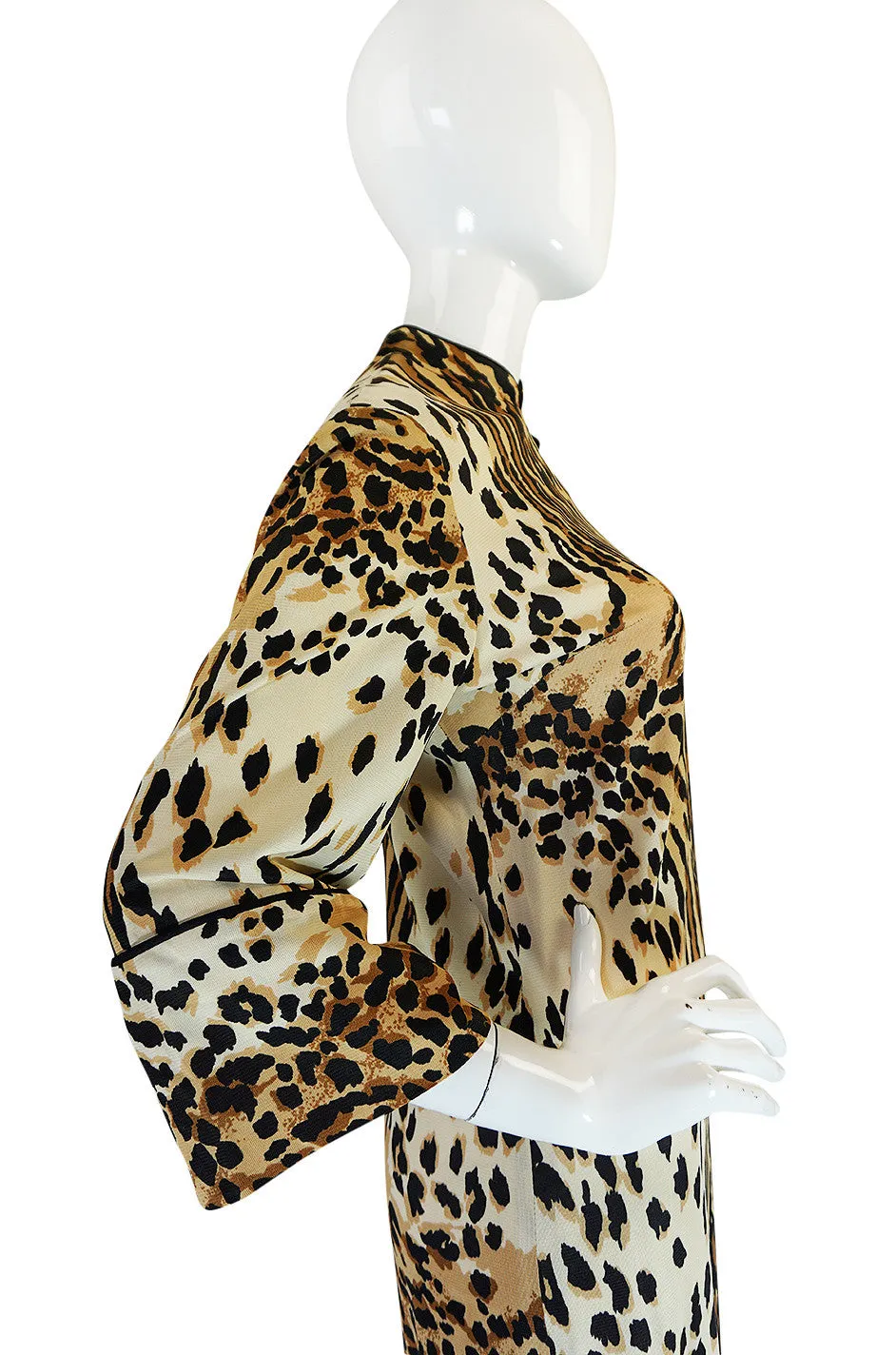 1960s Leopard Print Nylon Dress With Frog Knot Detail