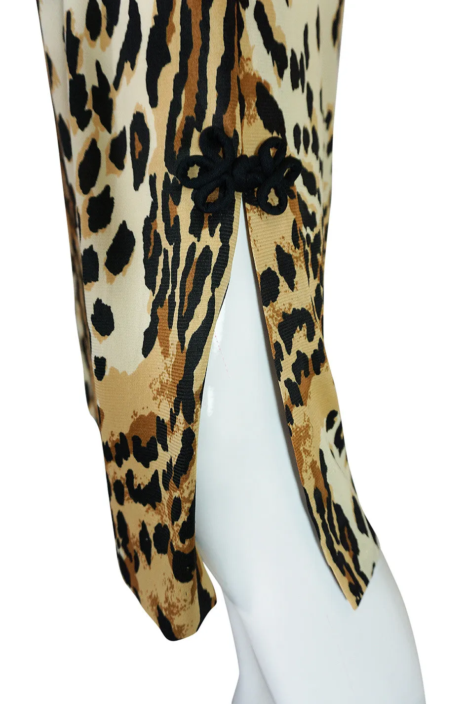 1960s Leopard Print Nylon Dress With Frog Knot Detail