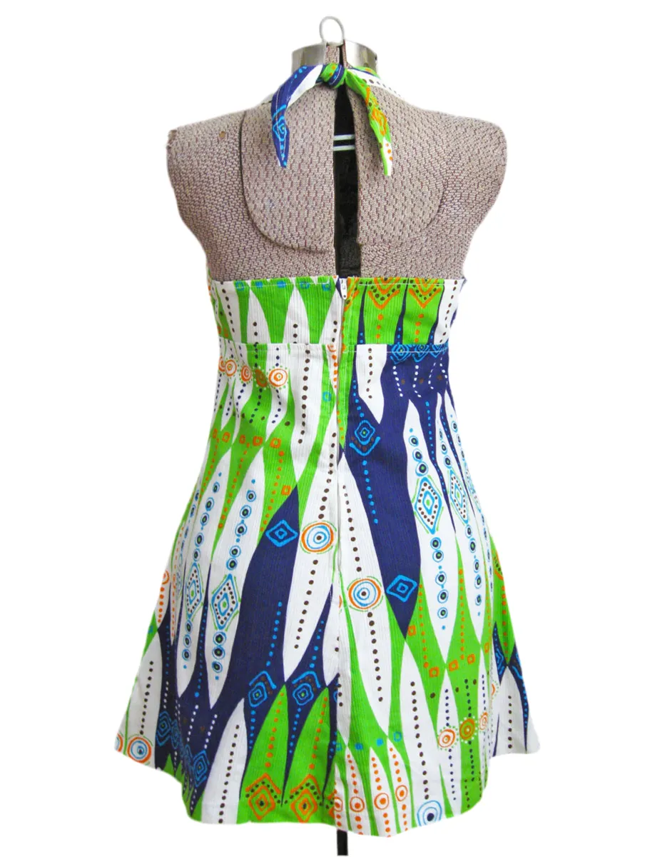 1960s Mini Sun Dress Halter Top