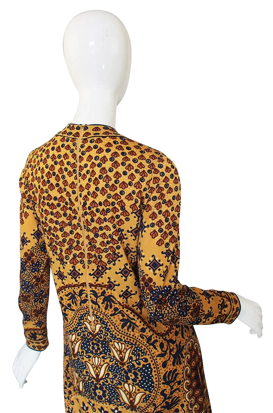 1960s Printed Jersey Goldworm Dress