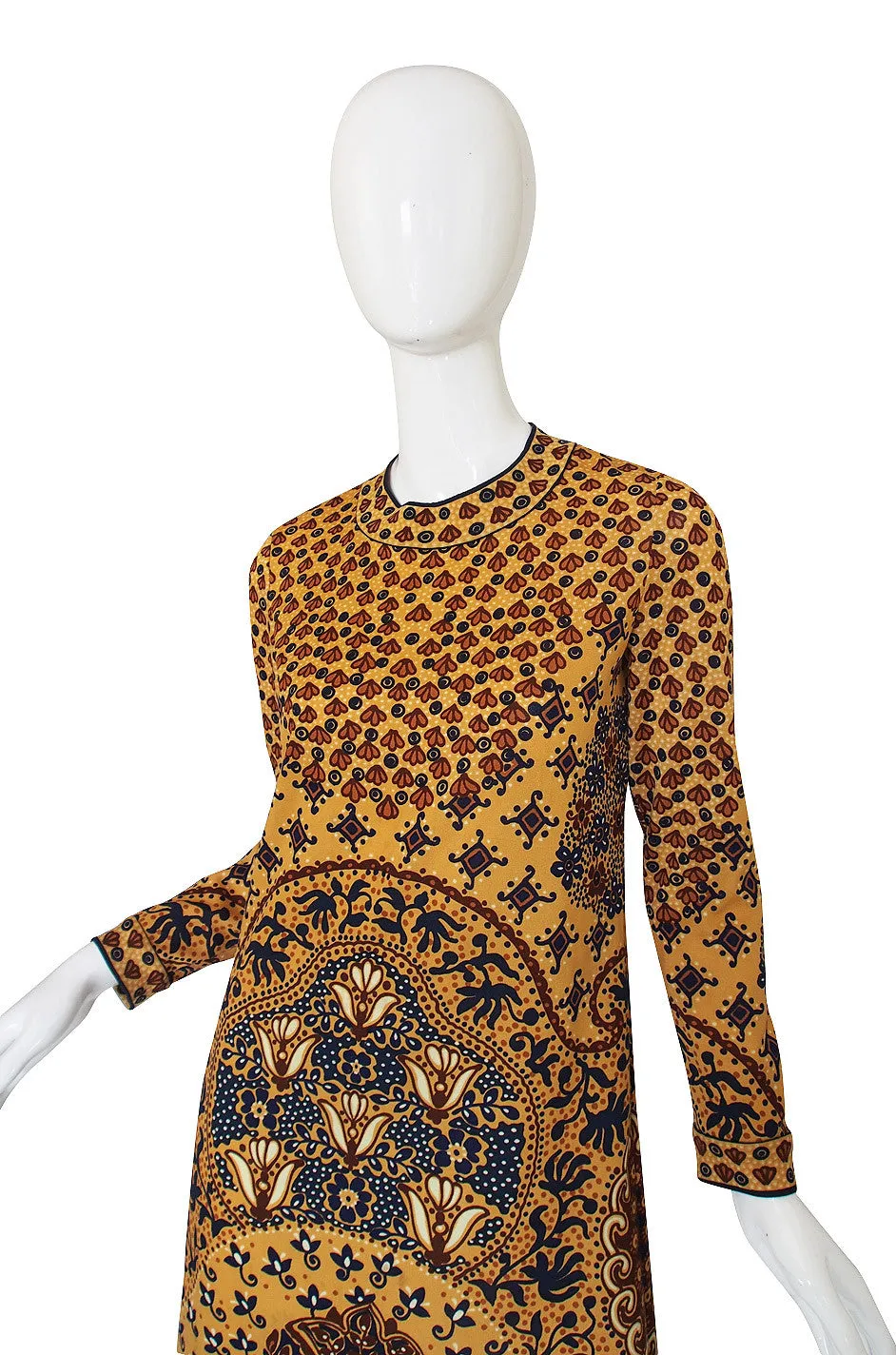 1960s Printed Jersey Goldworm Dress