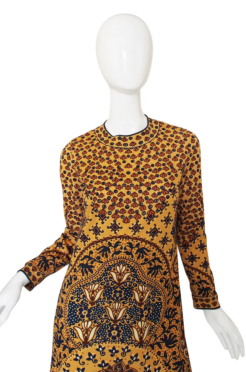 1960s Printed Jersey Goldworm Dress