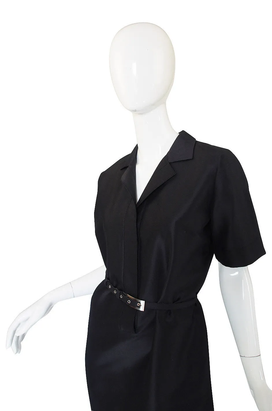 1990s Mila Schon Black Shift Dress & Belt
