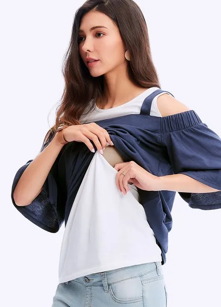 201003B6 Off Shoulder Maternity & Nursing Top