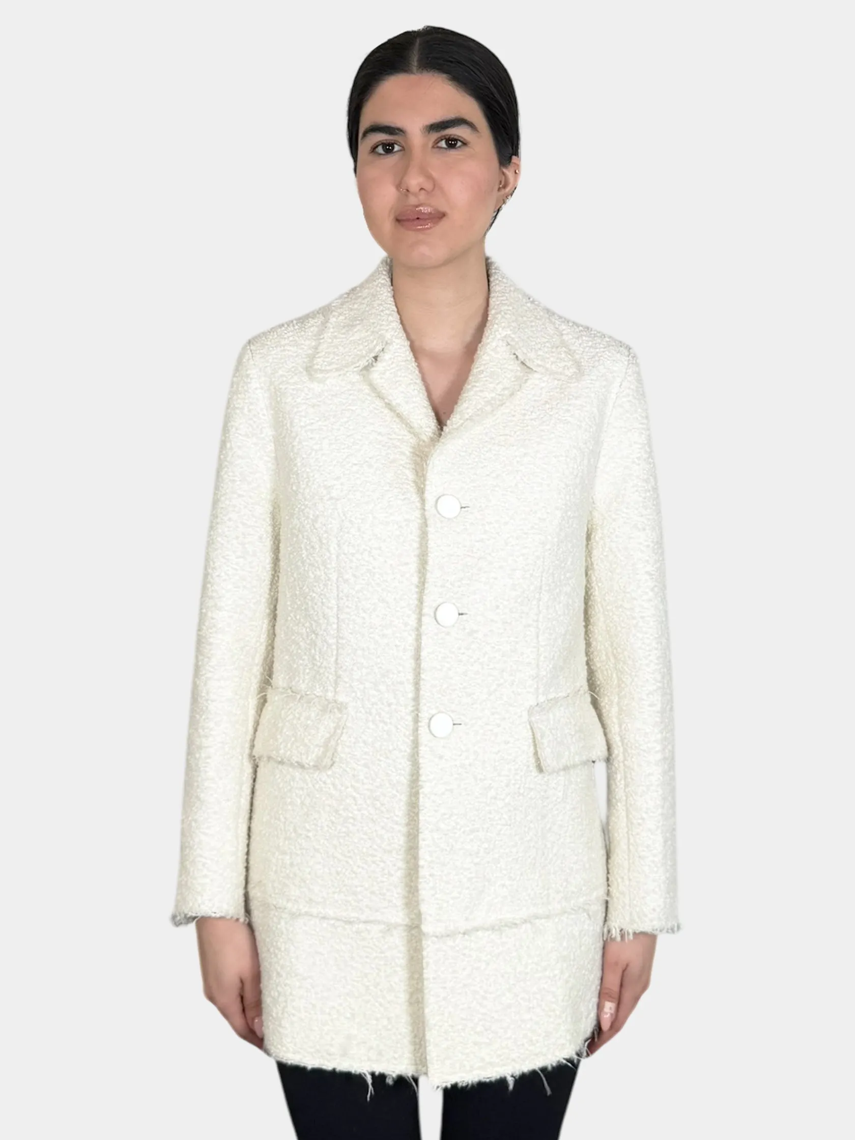 2019 Tweed Ecru Coat - Size 42