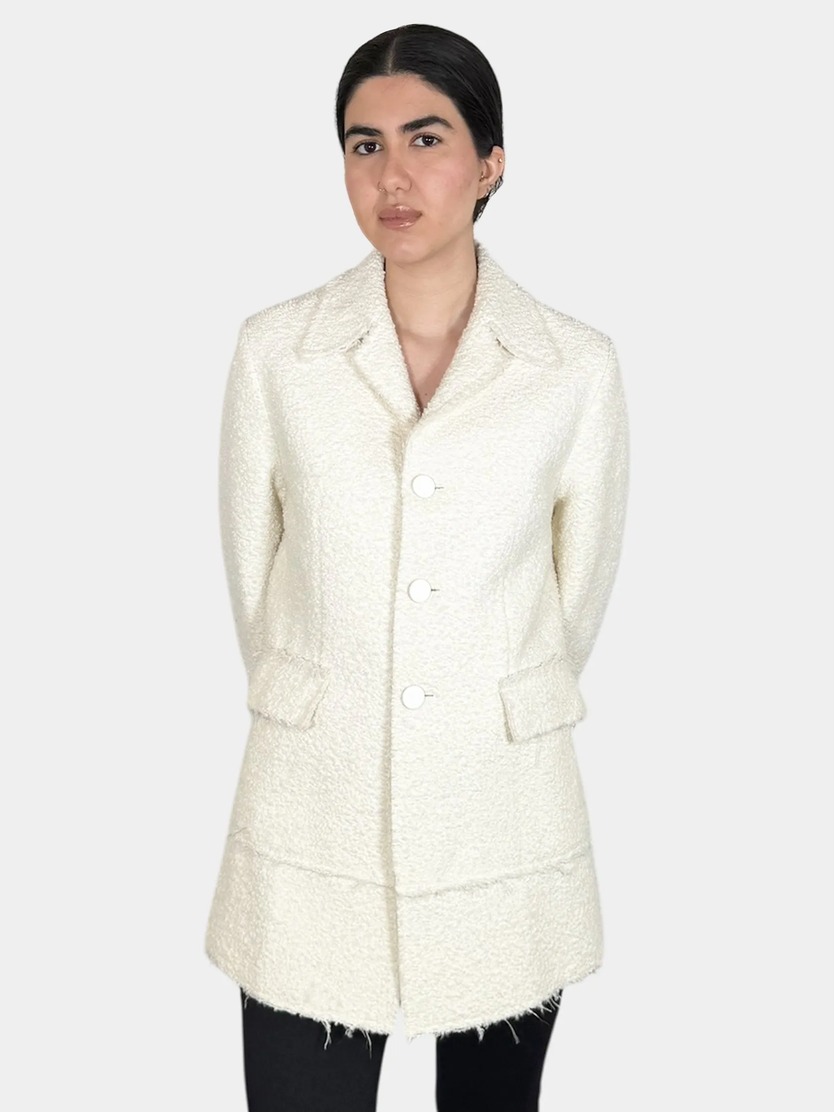 2019 Tweed Ecru Coat - Size 42