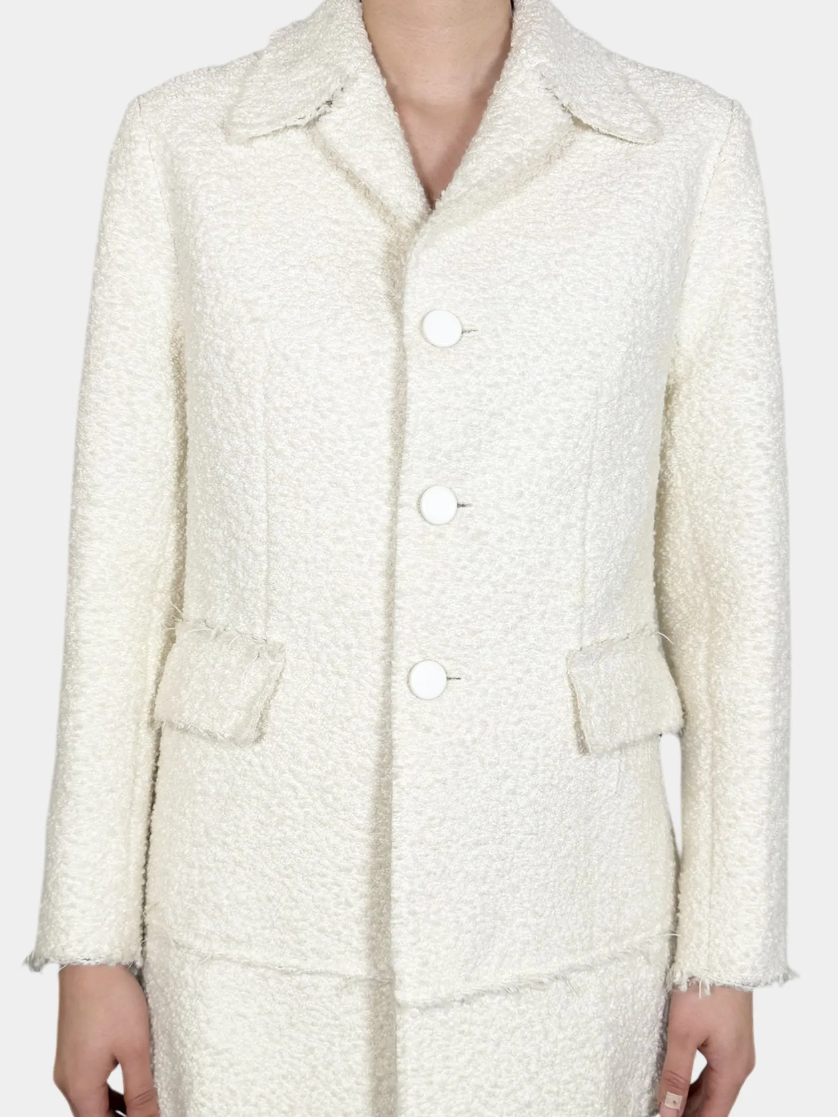 2019 Tweed Ecru Coat - Size 42