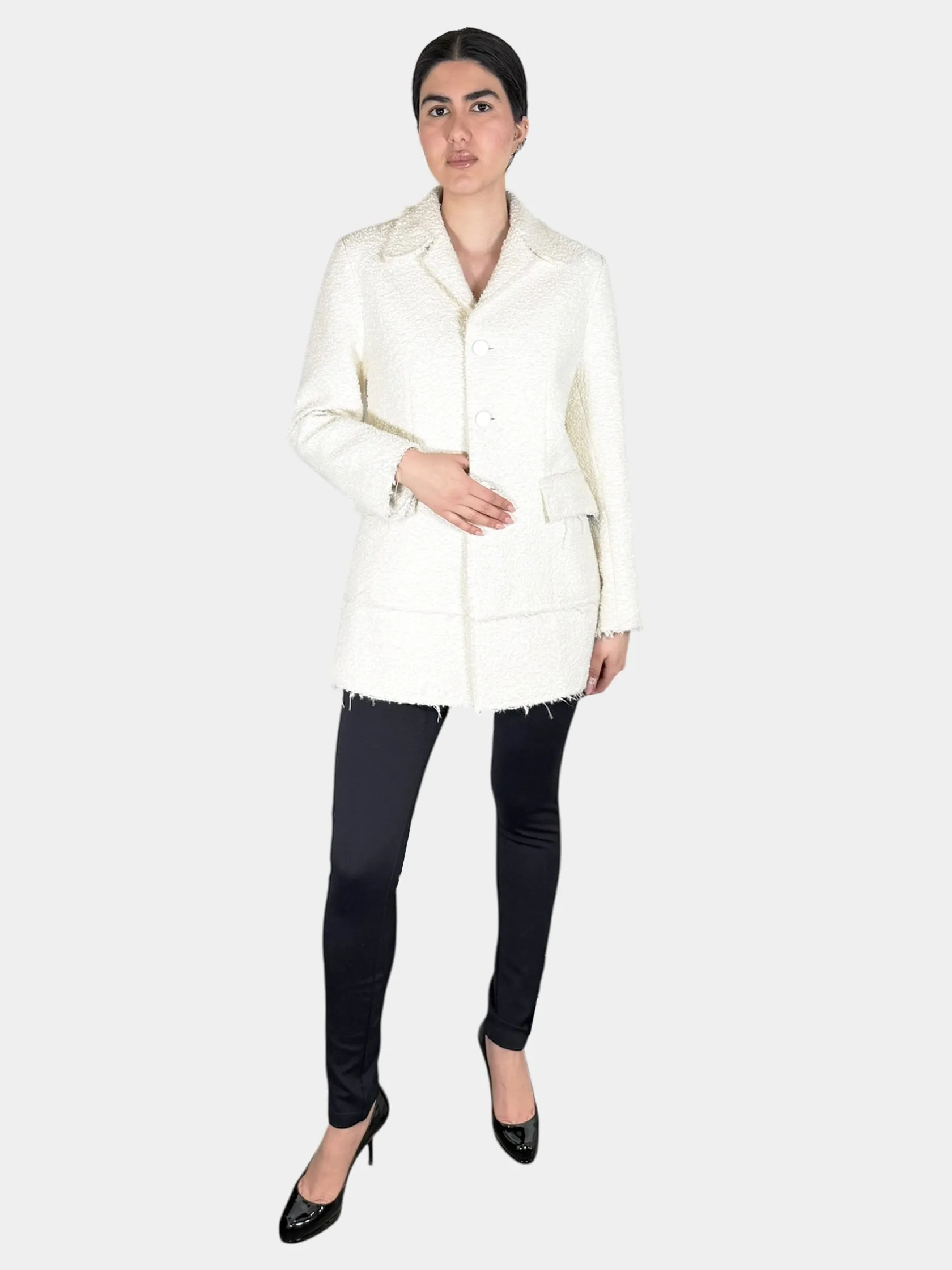2019 Tweed Ecru Coat - Size 42