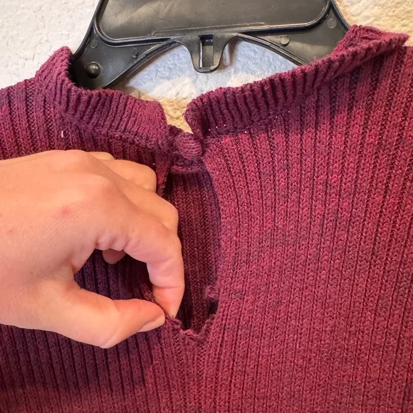 $395 Pamela Love RTR Maroon Sweater Dress red mockneck midi knit workwear long