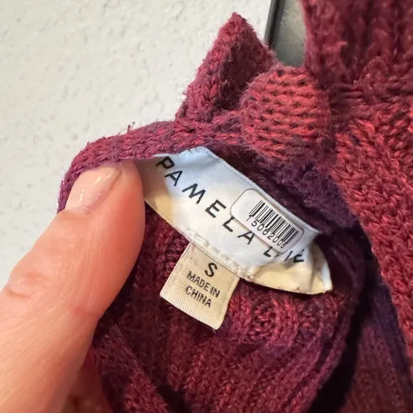 $395 Pamela Love RTR Maroon Sweater Dress red mockneck midi knit workwear long