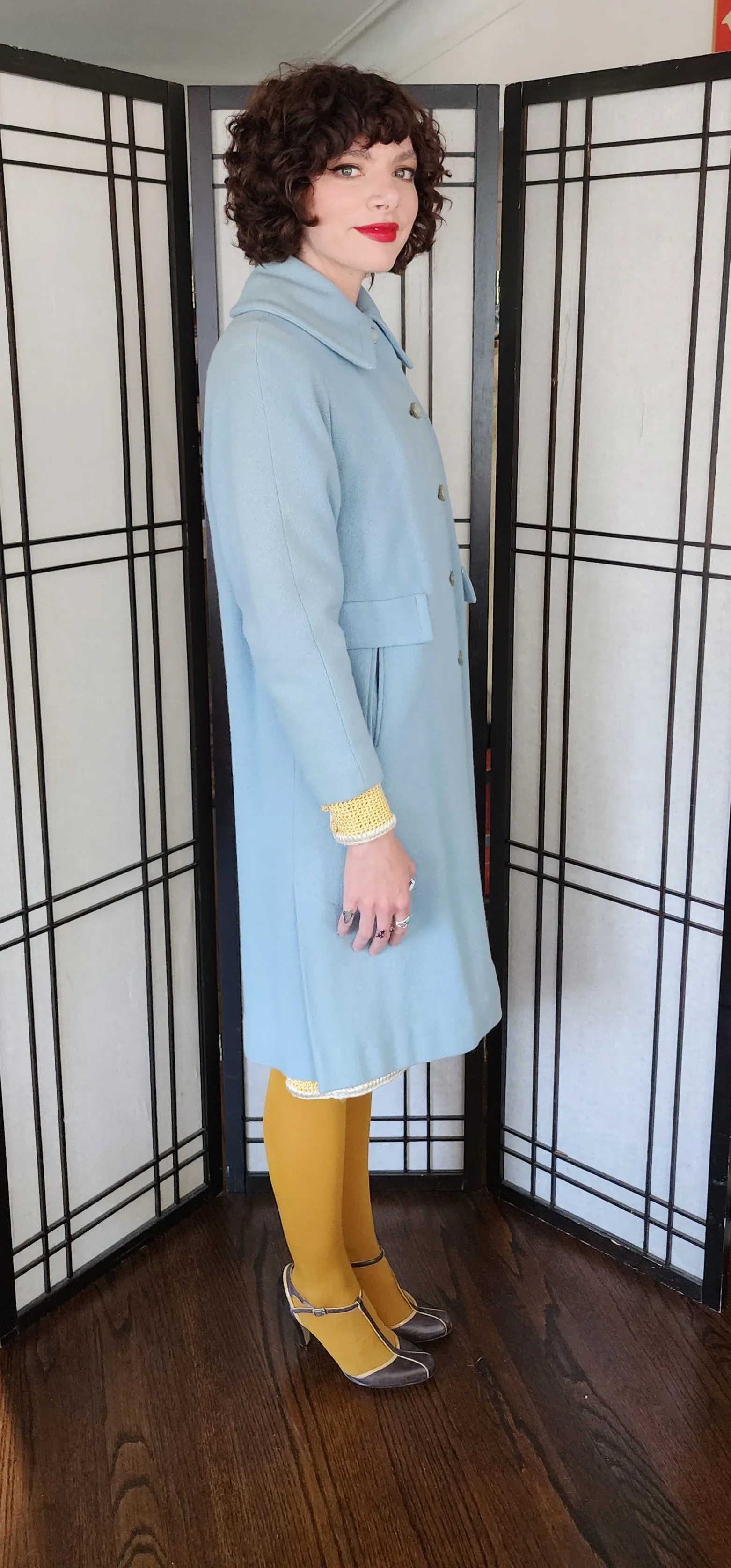 60s Baby Blue Wool Coat by Livingstons Young Town