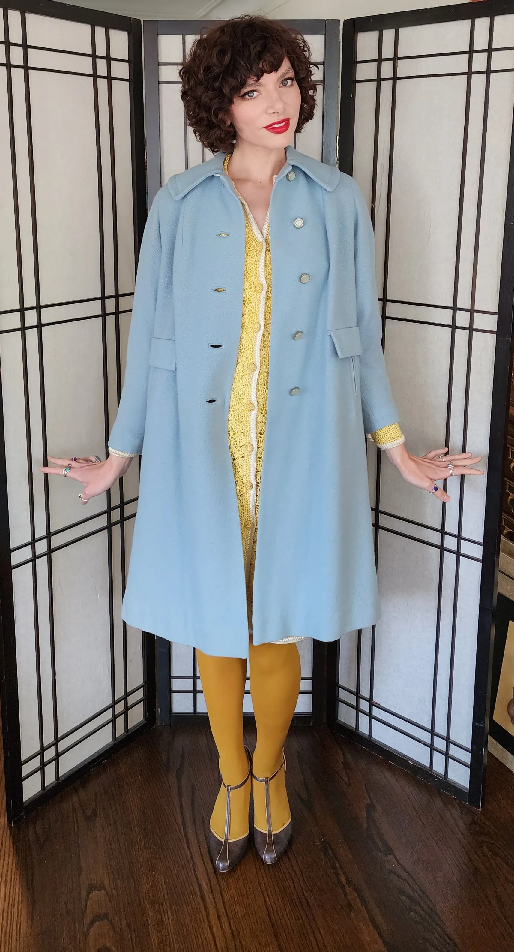60s Baby Blue Wool Coat by Livingstons Young Town