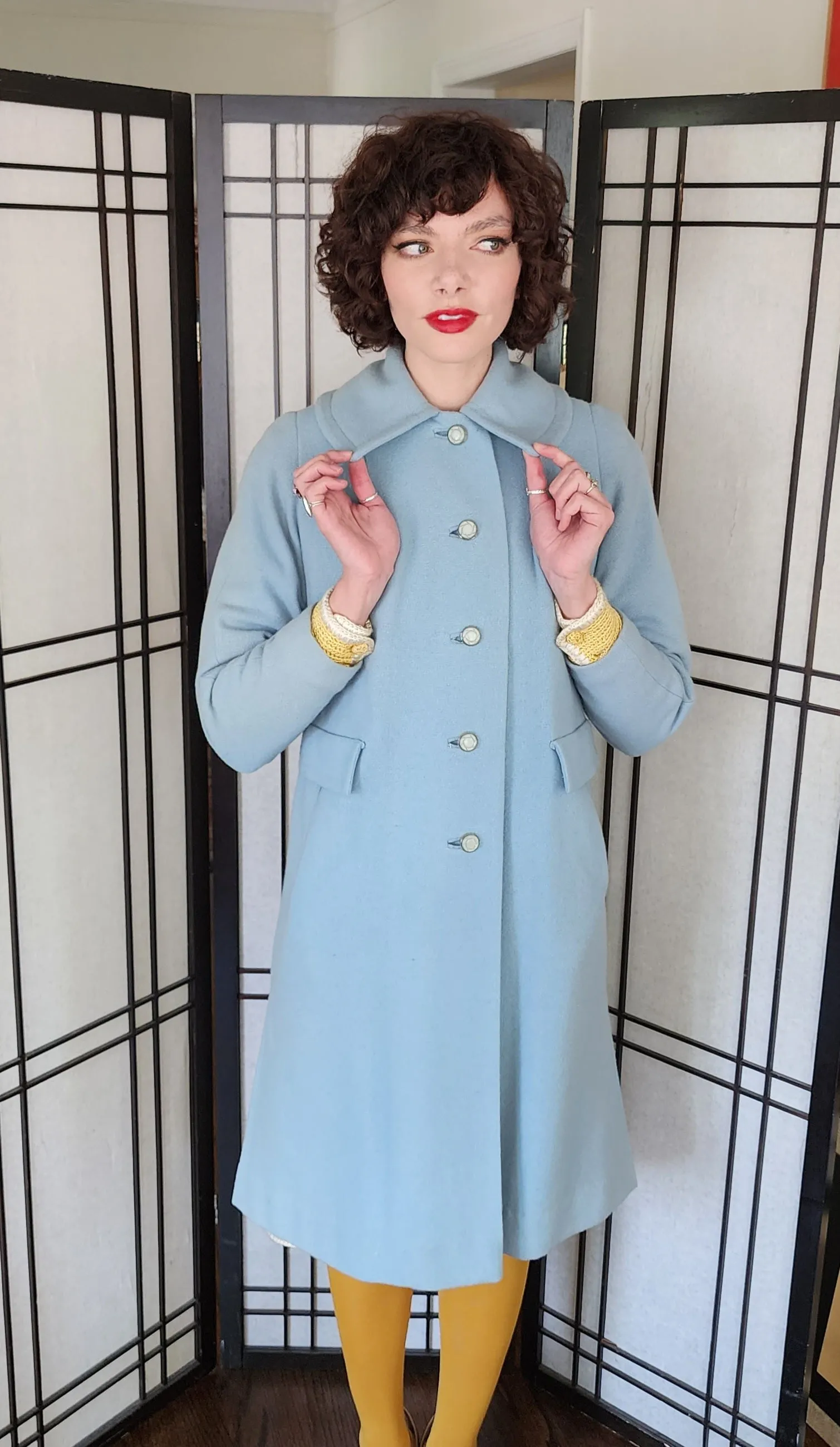 60s Baby Blue Wool Coat by Livingstons Young Town