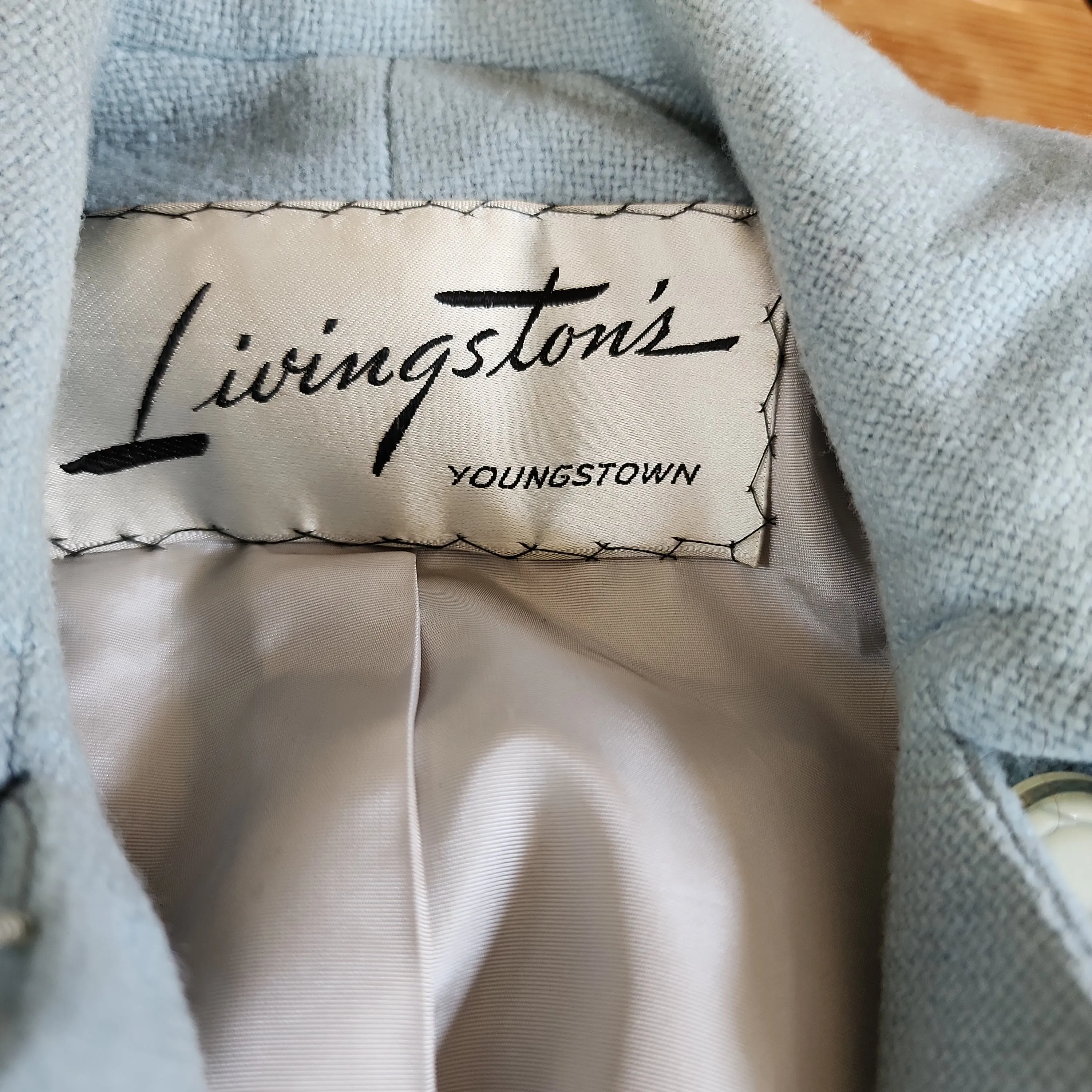 60s Baby Blue Wool Coat by Livingstons Young Town