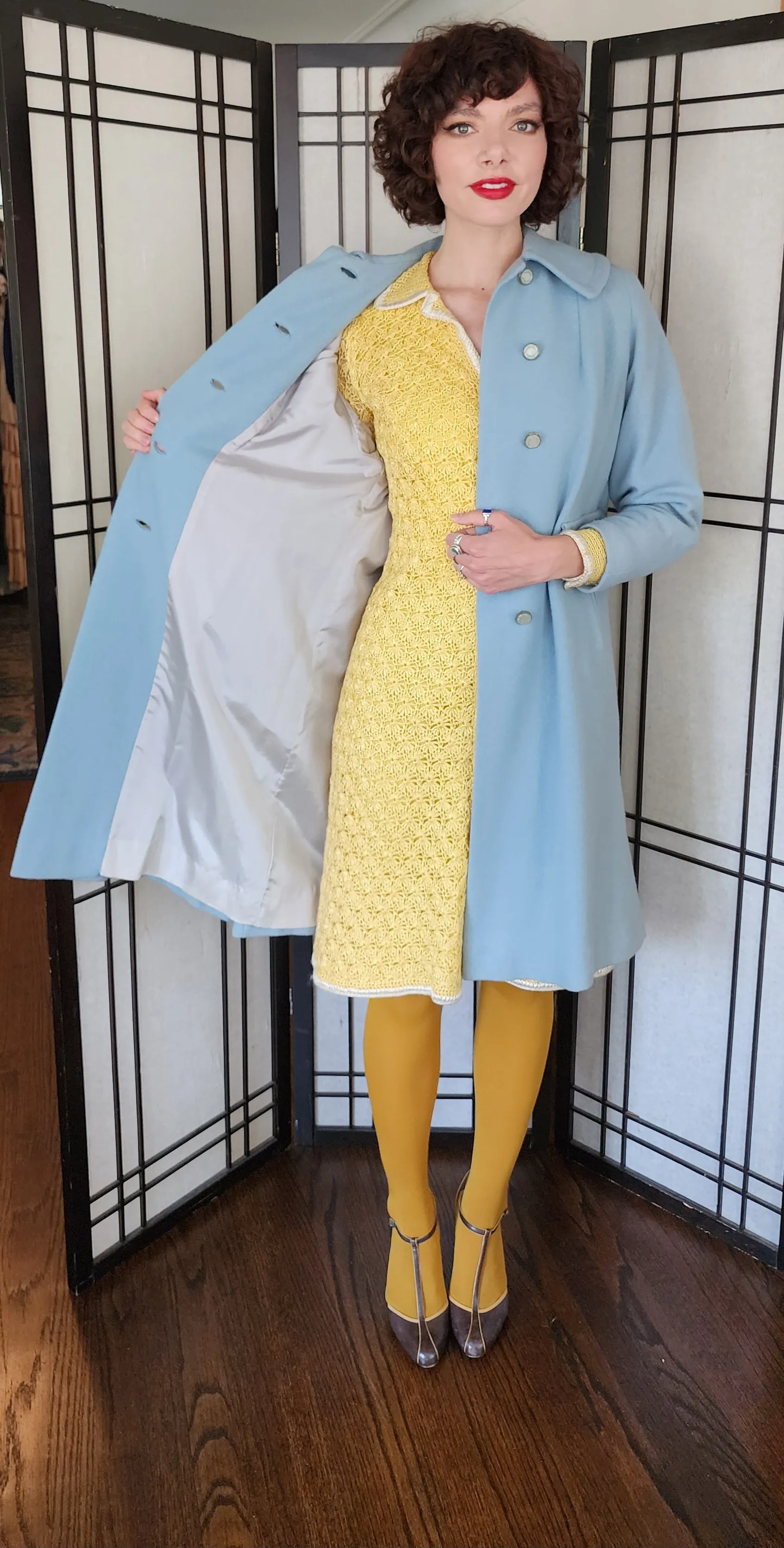 60s Baby Blue Wool Coat by Livingstons Young Town