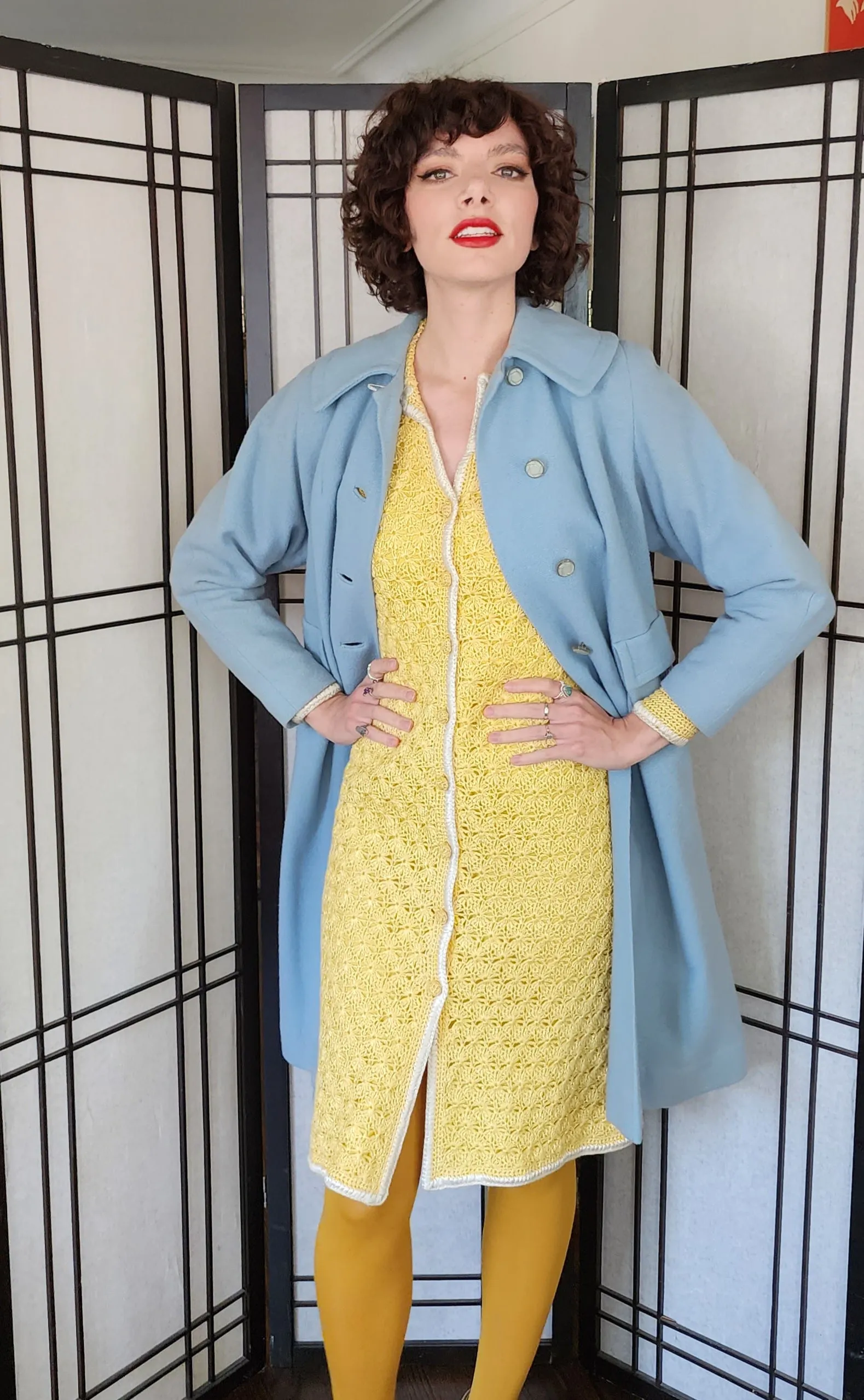 60s Baby Blue Wool Coat by Livingstons Young Town