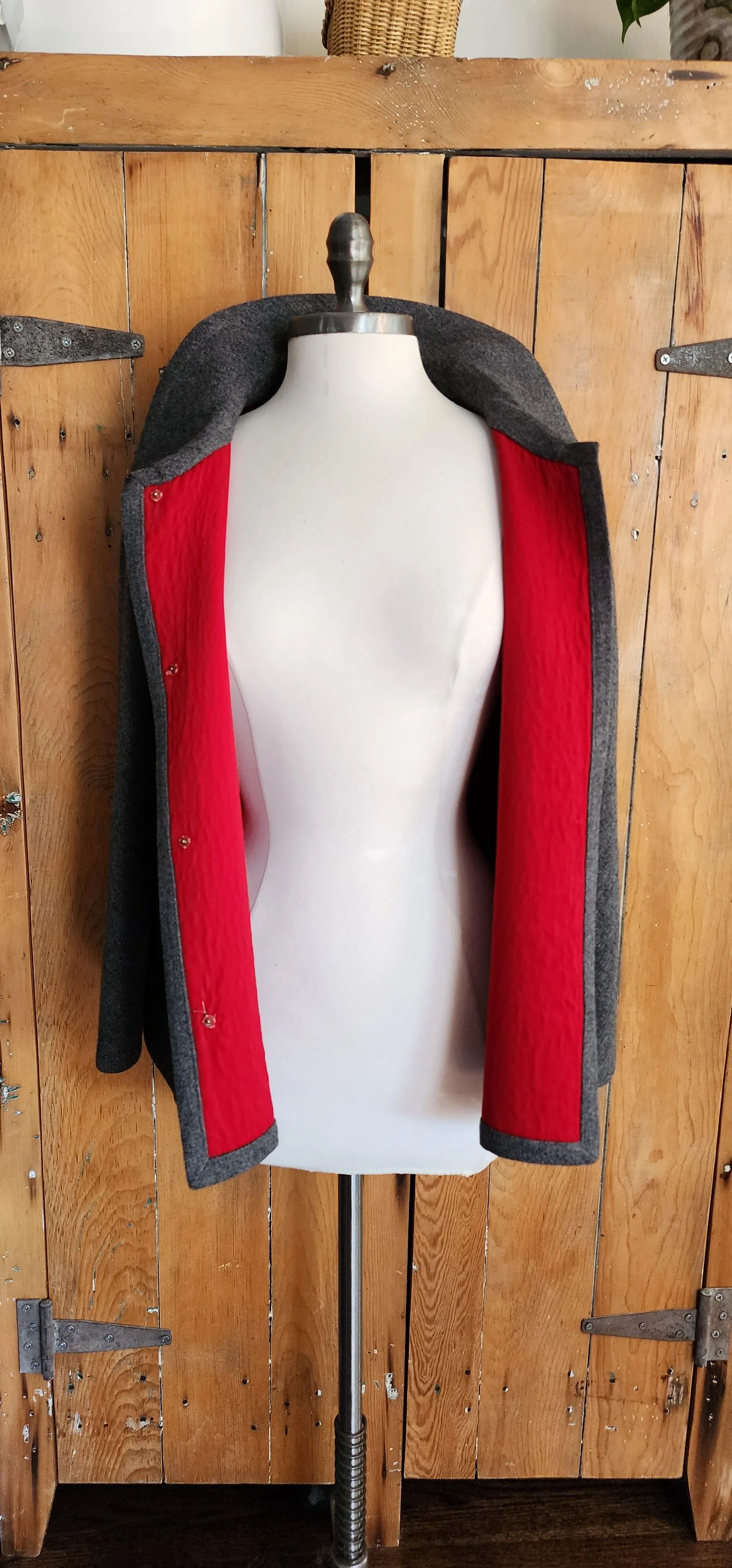 60s Gray Wool Jacket Red Lining
