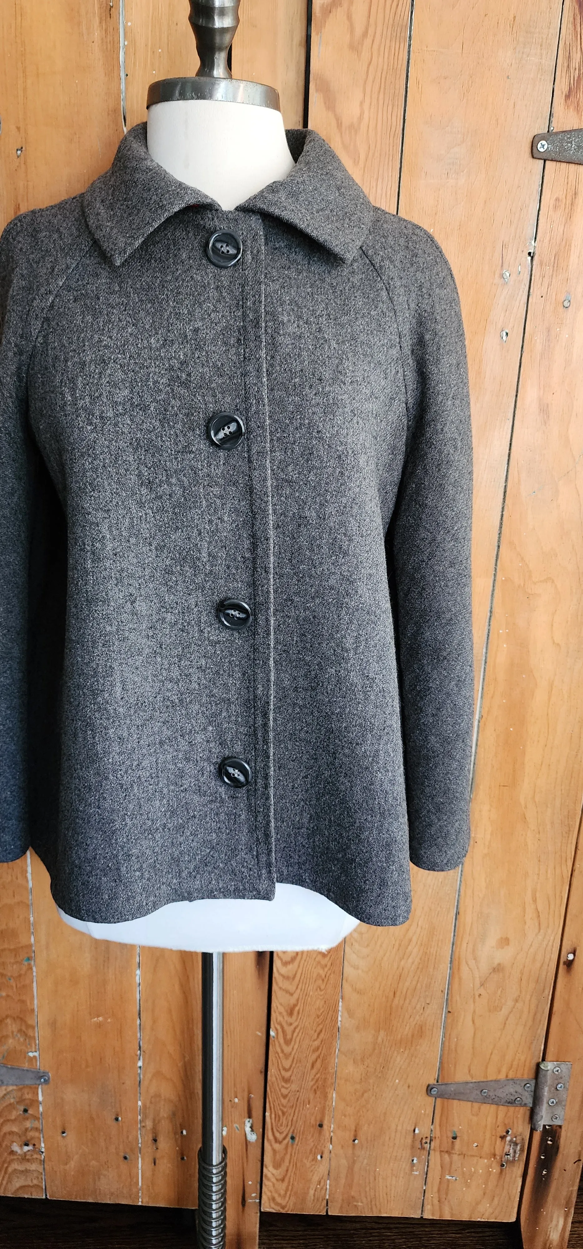 60s Gray Wool Jacket Red Lining