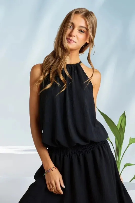 ADORA Halter Neck Smocking Waist Dress