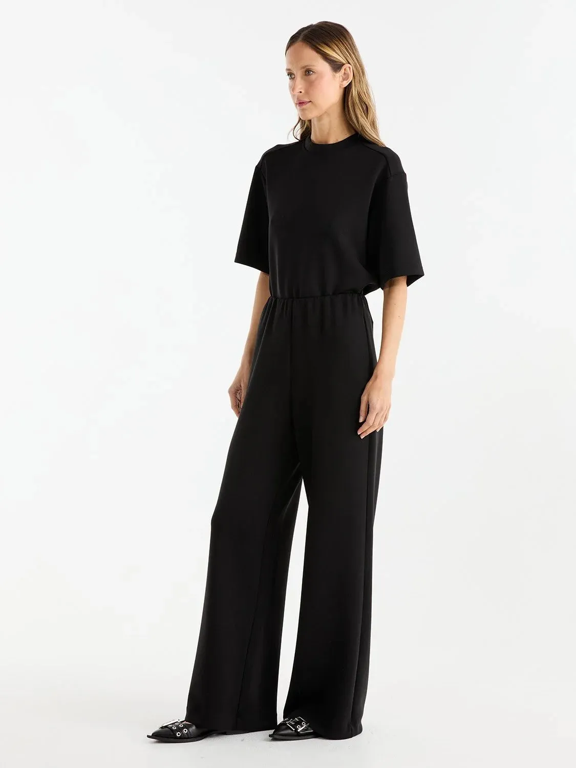 Alessa Relaxed Soft Jersey Pant BLACK