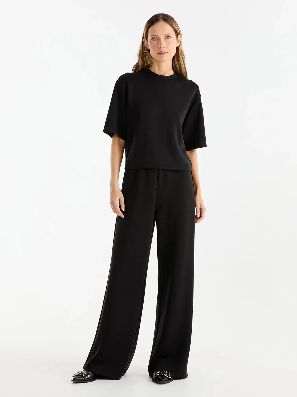 Alessa Relaxed Soft Jersey Pant BLACK