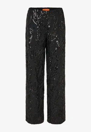 All-Over Sequins Straight-Leg Pants