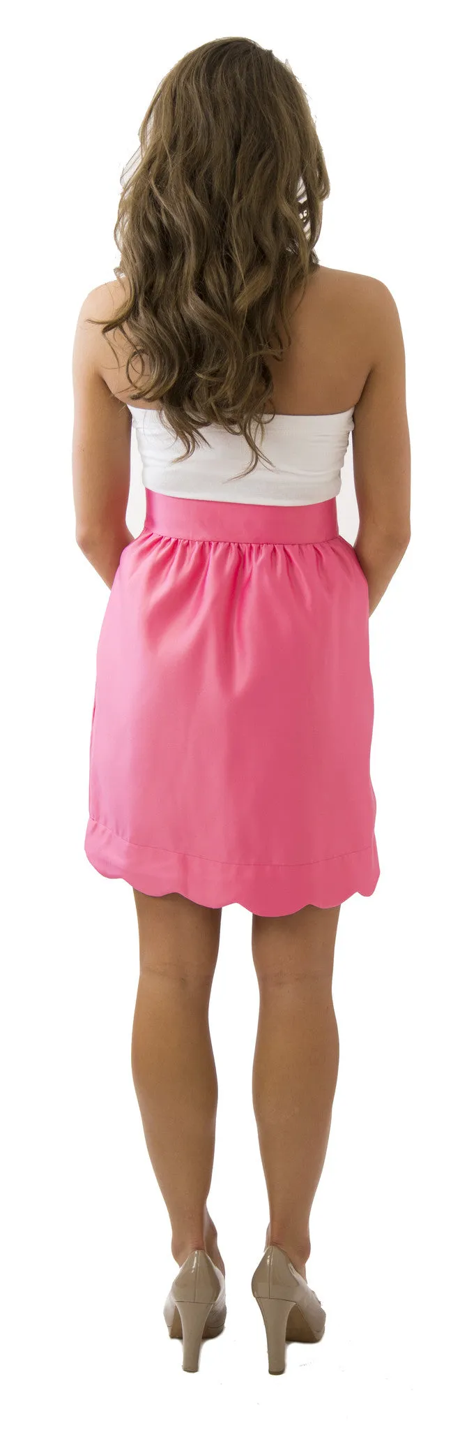 Aly Scallop Skirt- Watermelon- Poly Satin Lined