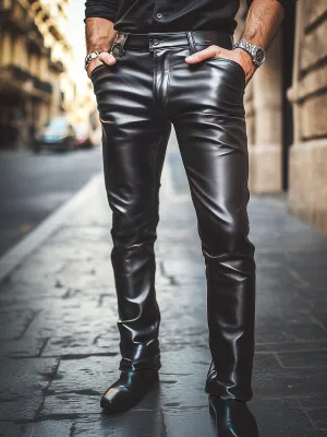 Amalfi Jet Black Leather Pant