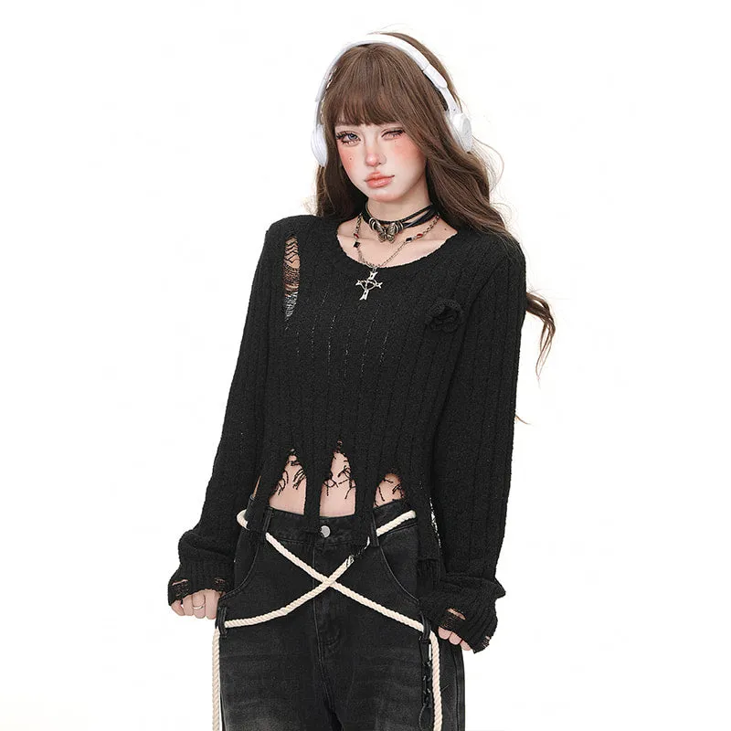 American Retro Black All-match Wide-Leg Jeans