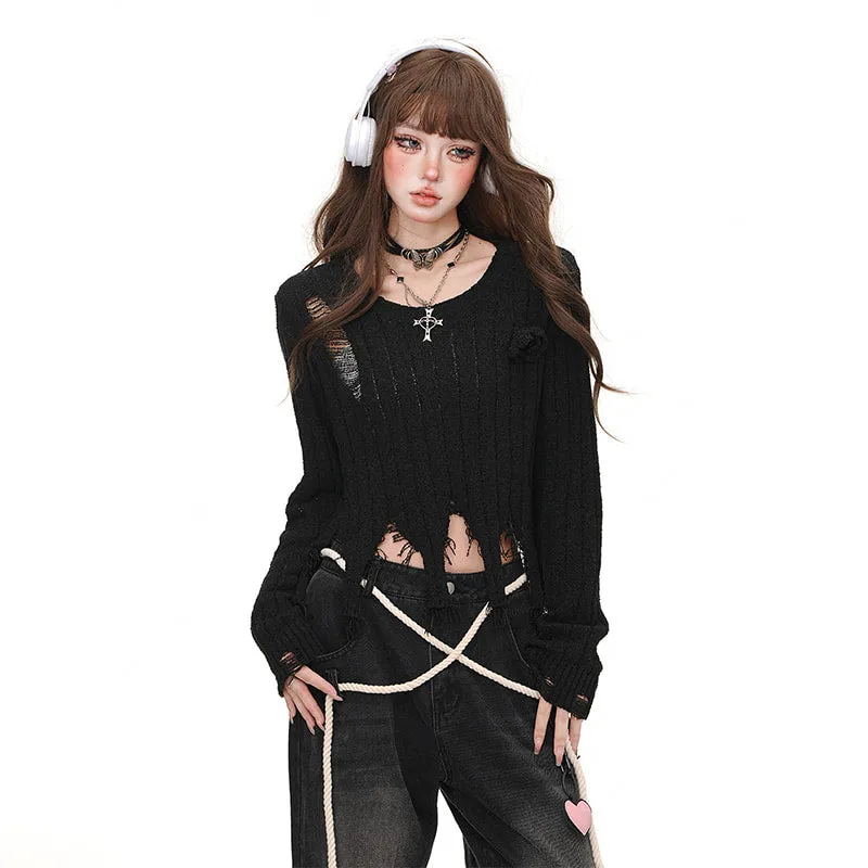 American Retro Black All-match Wide-Leg Jeans