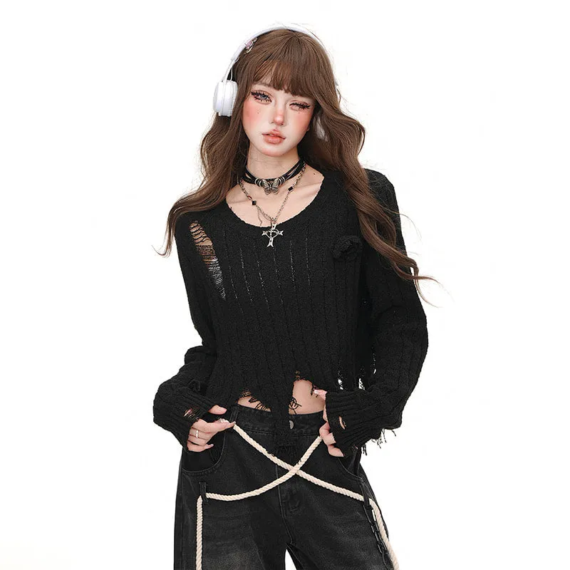 American Retro Black All-match Wide-Leg Jeans