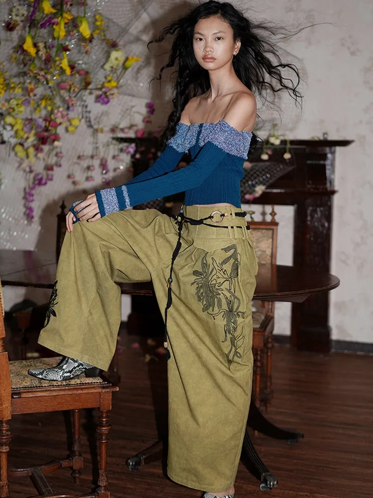 Arm-Cover Colorful Off-Shoulder Zip Unique Knit
