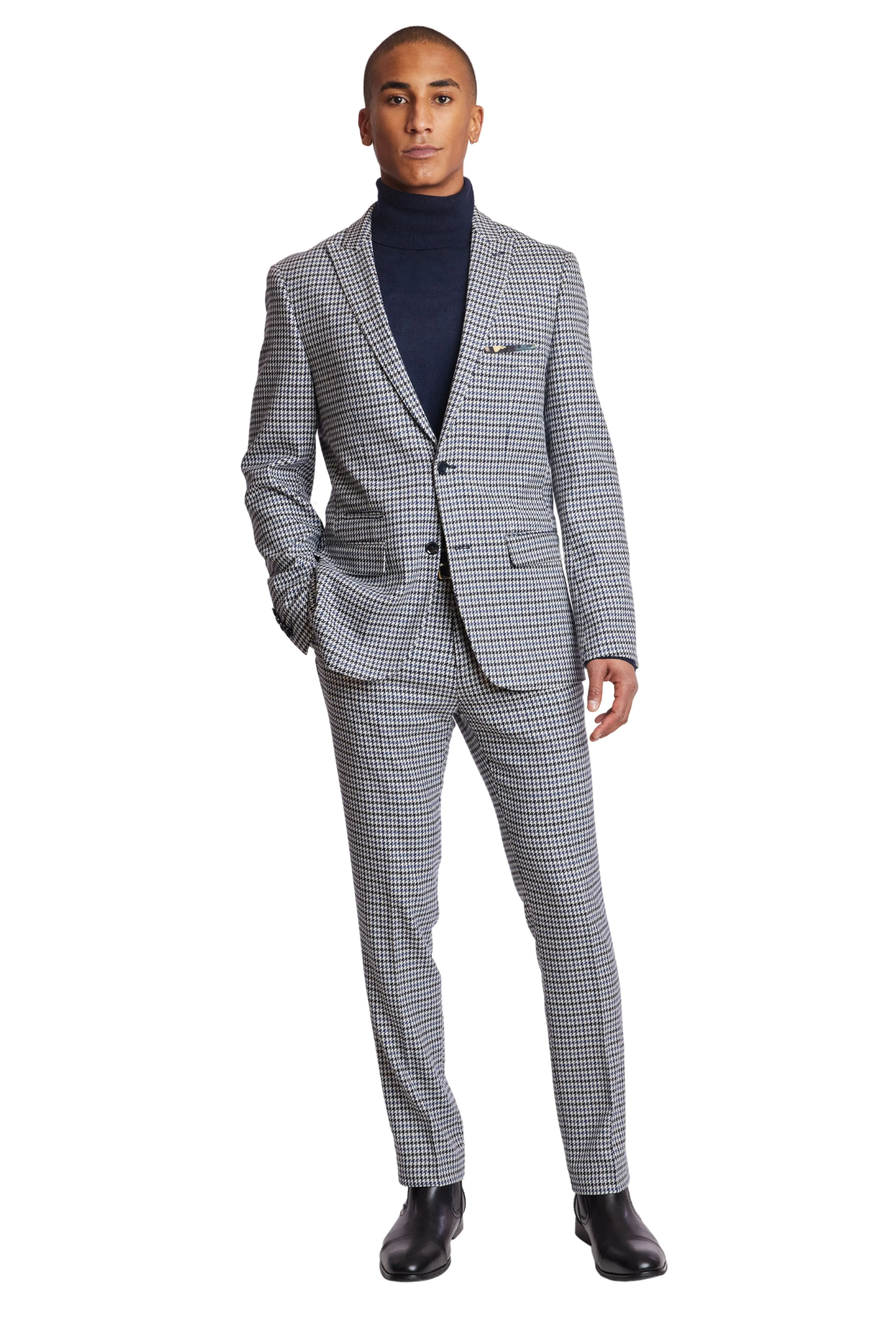 Ashton - Blue White Houndstoothh