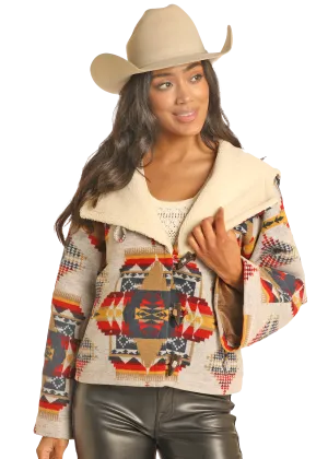 Aztec Jacquard Hooded Cape Coat