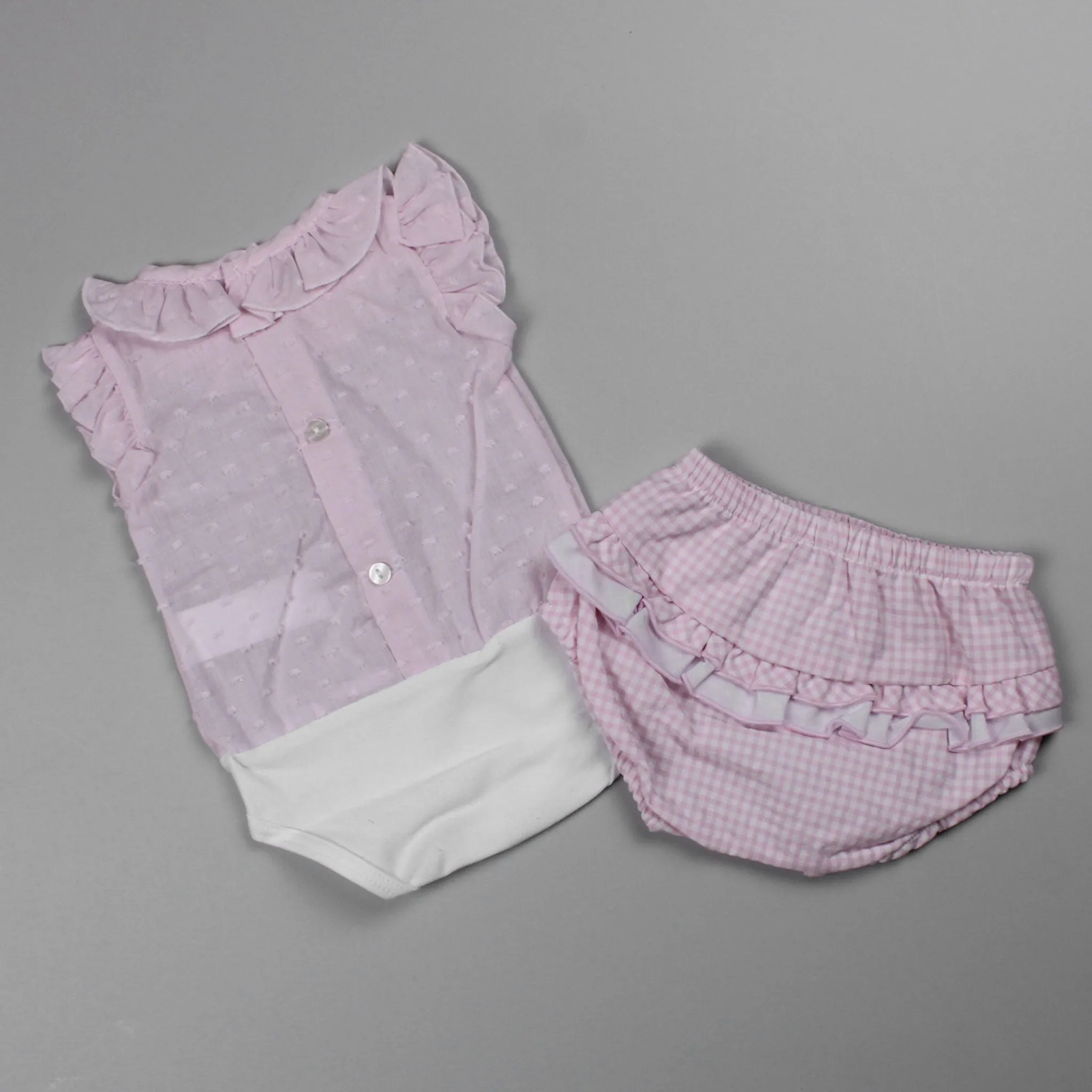 Baby Girls Vest and Check Jam Pants Set - Calamaro 19103 & 16028