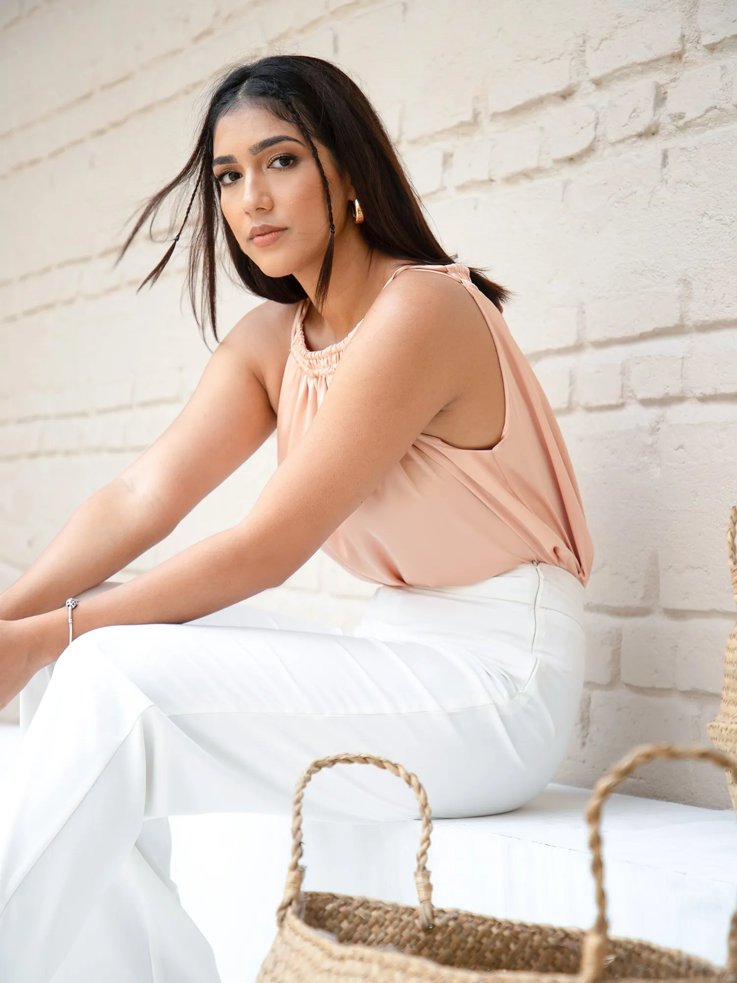 Back Tie-Up Satin Top