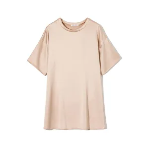 Basic wide top in beige satin