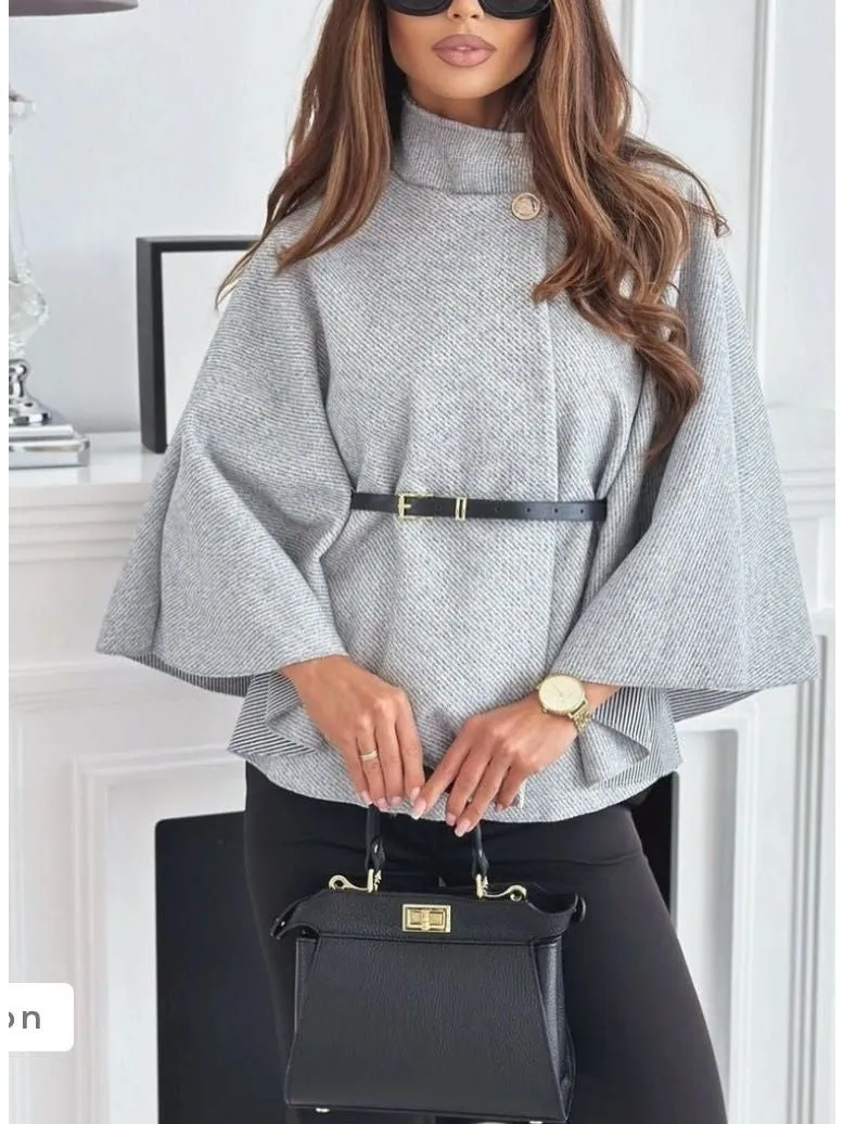 Belted Cape Coat | Women's Stylish Cape Jacket