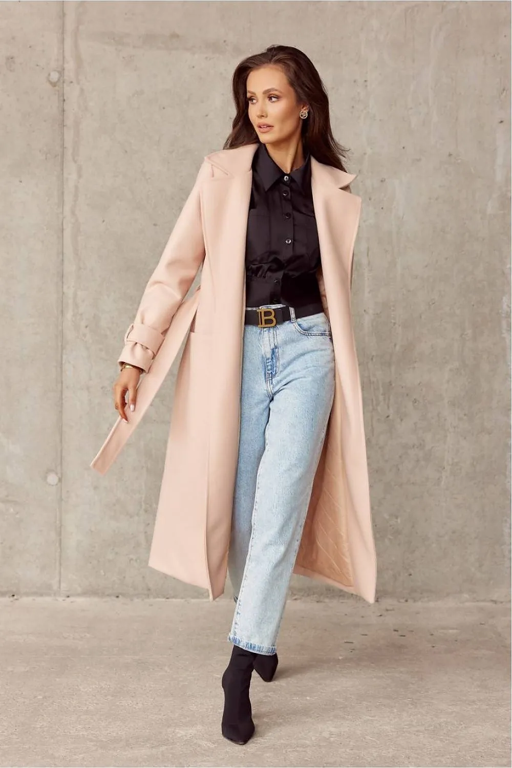 Belted Tiered Wool Outercoat