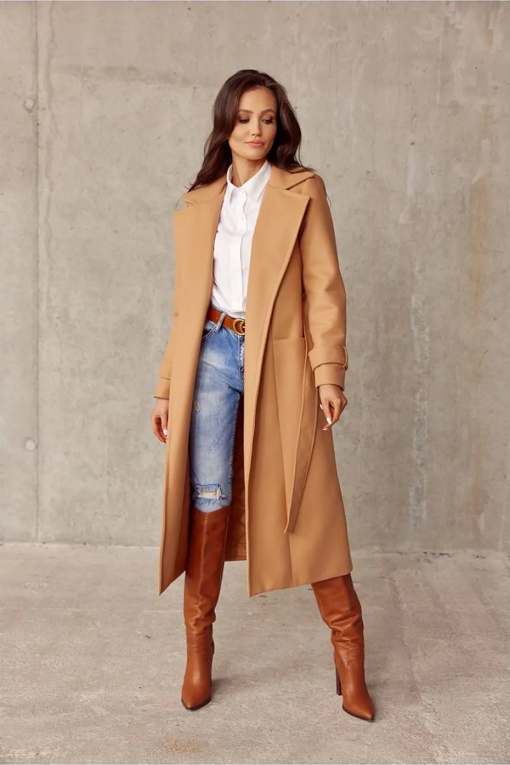 Belted Tiered Wool Outercoat
