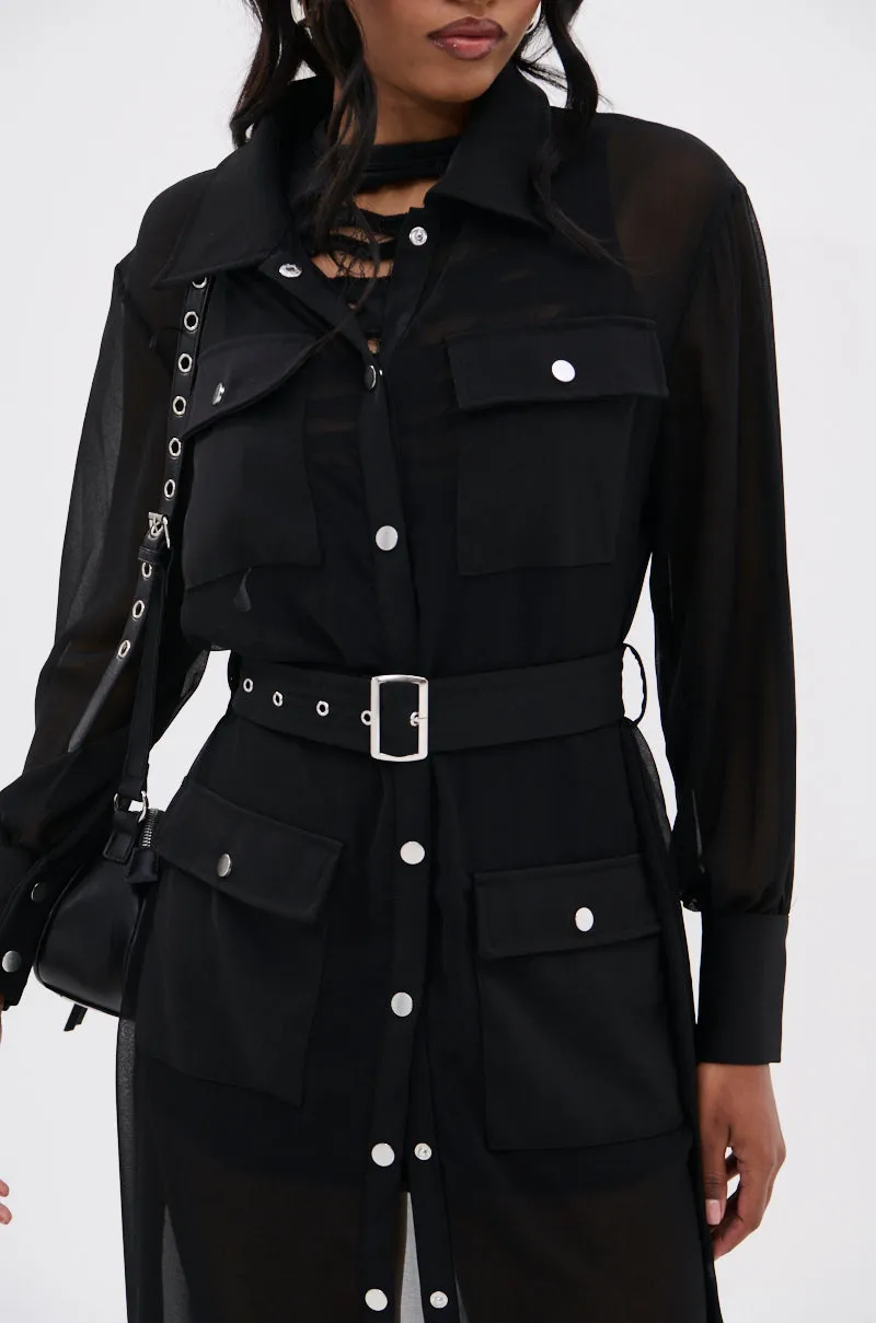 BET ON ME CHIFFON TRENCH